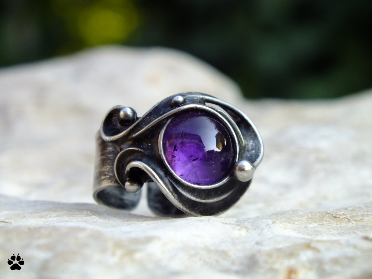 Nachový - cínovaný prsten s ametystem
