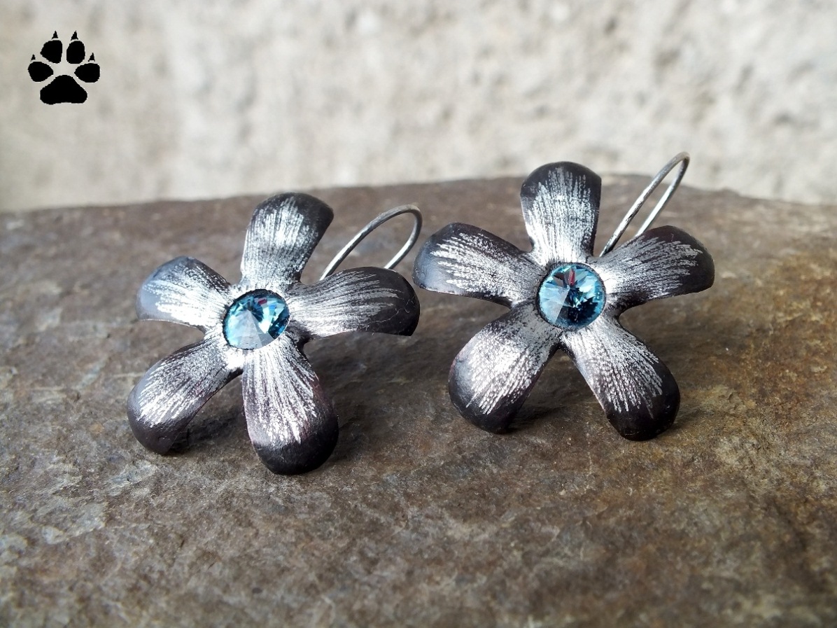 Květy modré - Swarovski 