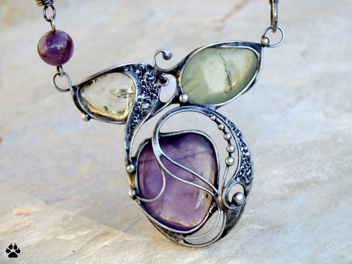 Náhrdelník - prehnit,ametrín,citrín