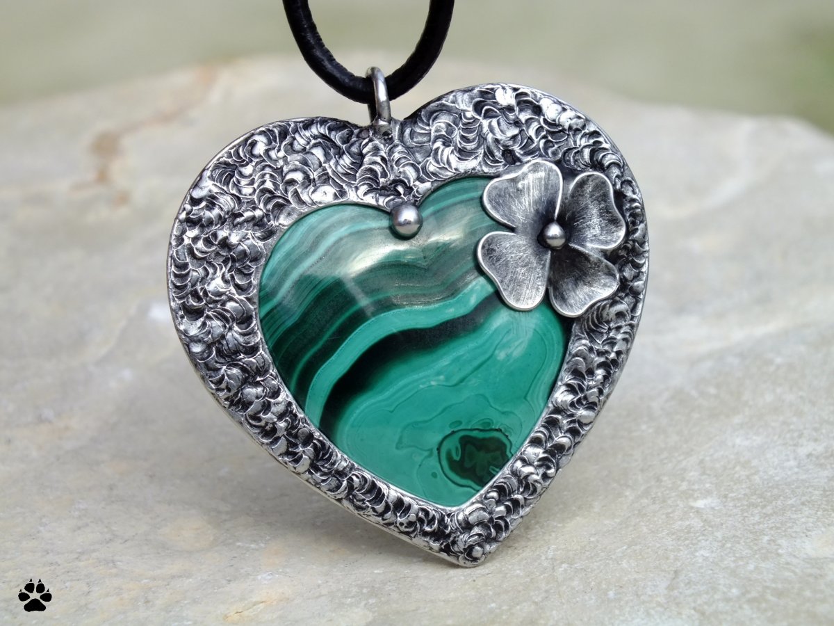 Srdce malachitové oboustranné