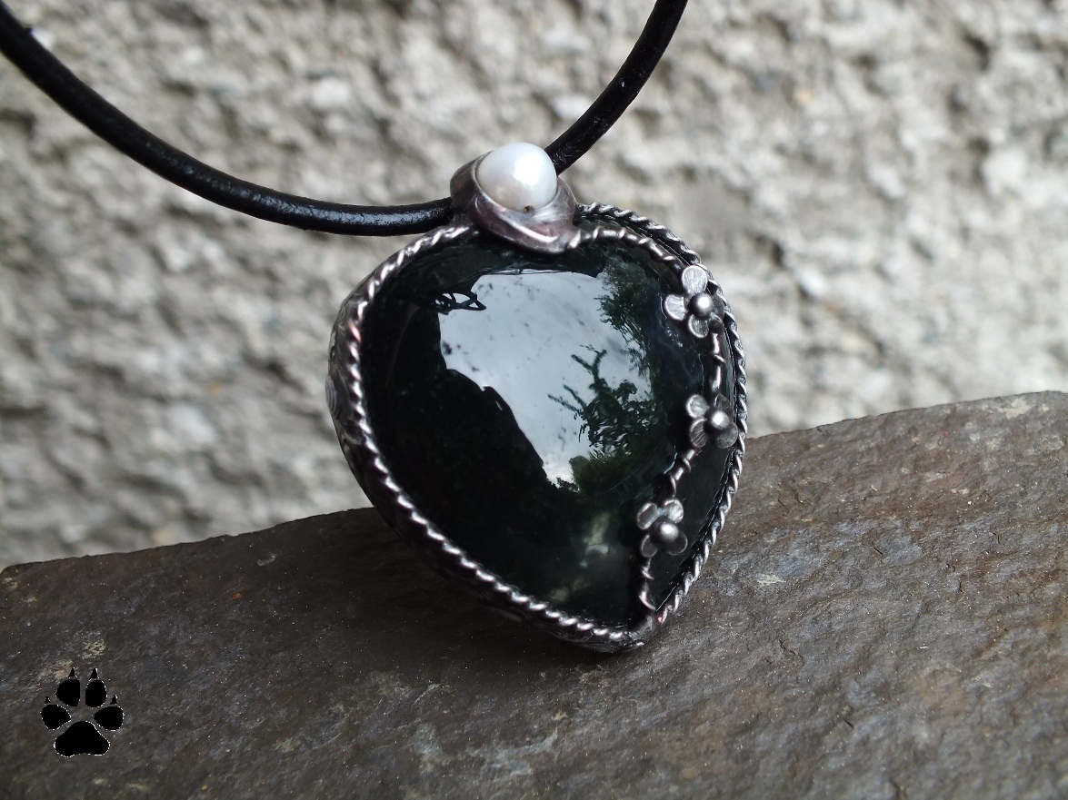 SRDCE - achát mechový