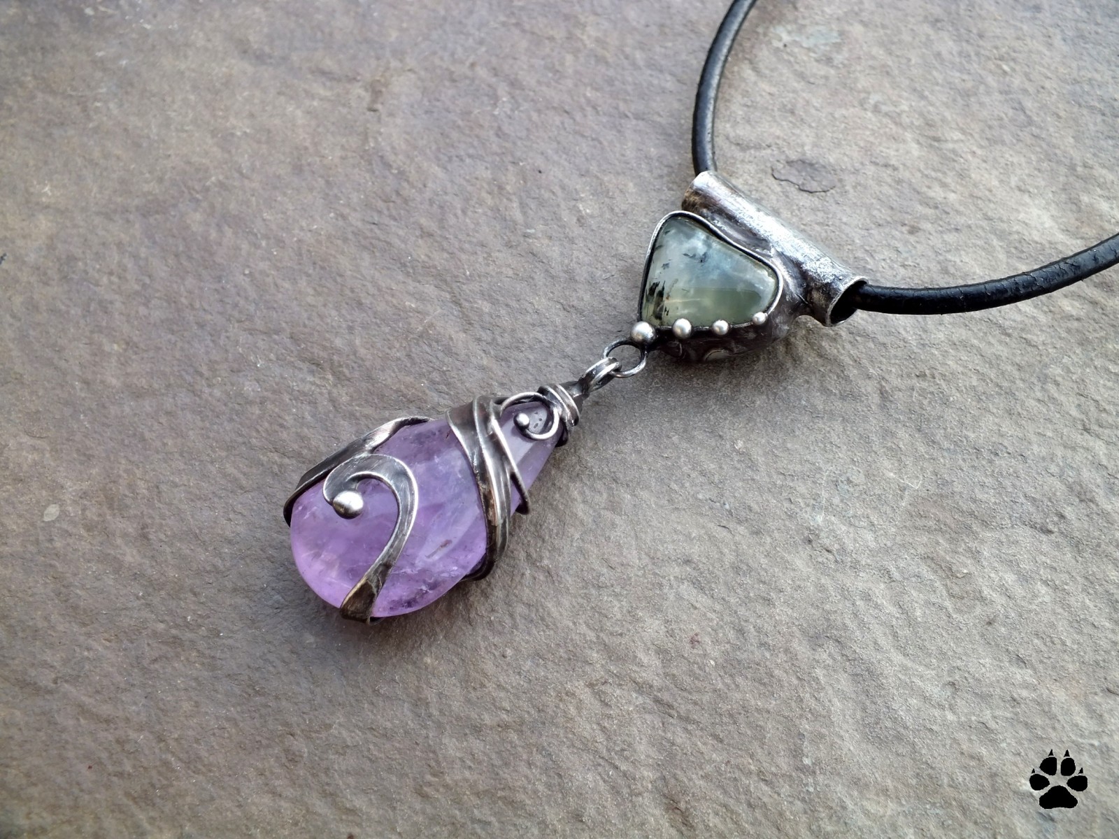 Ametystová kapka - ametyst a prehnit