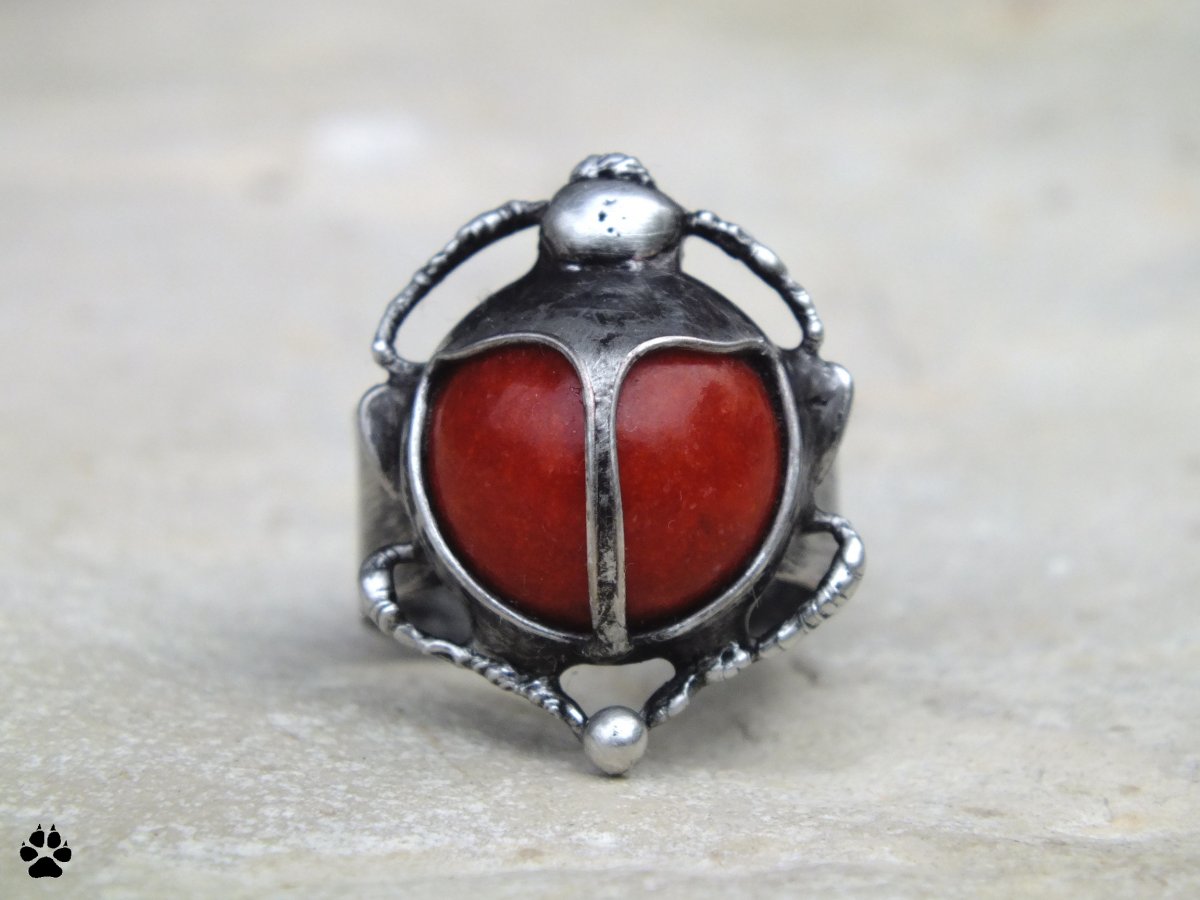 SCARABEUS - prsten s houbovým korálem