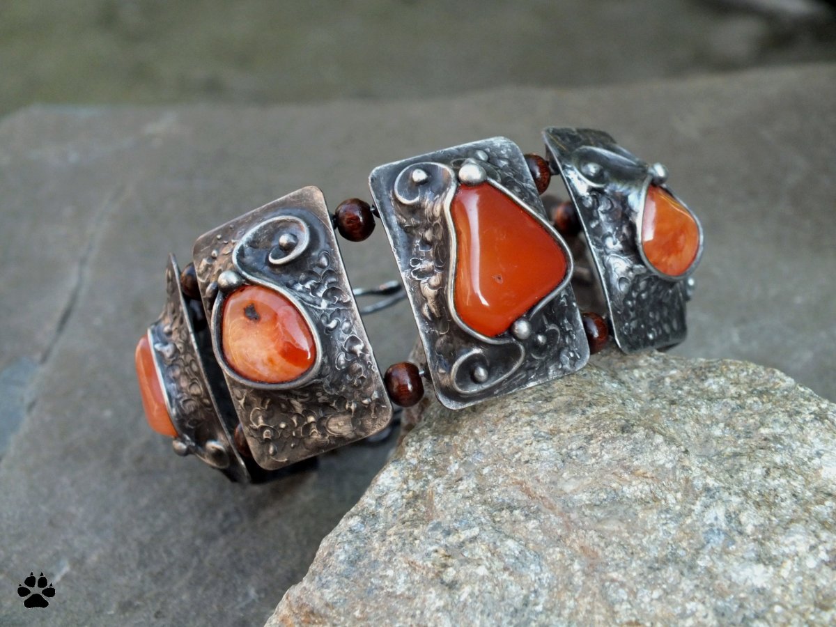 Pomeranče se skořicí - karneol a dřevo