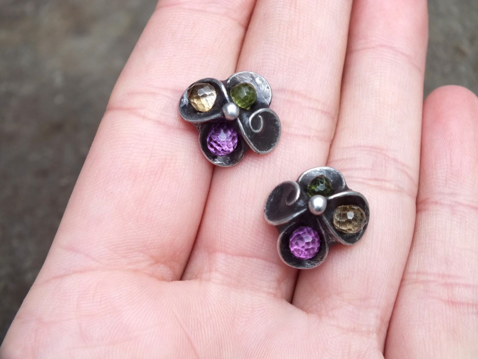 Náušnice DUHA na přání - citrín,olivín,kunzit 