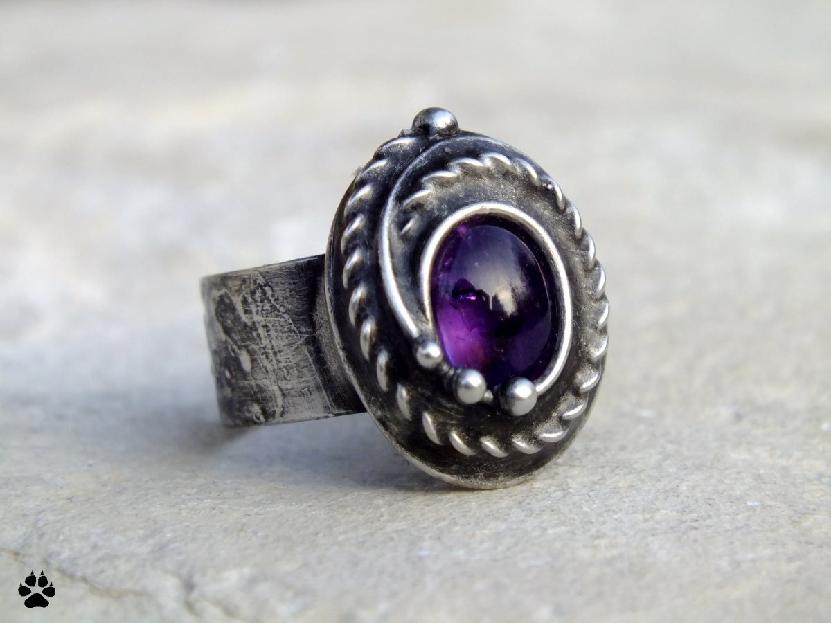 Zamotaný - prsten s ametystem