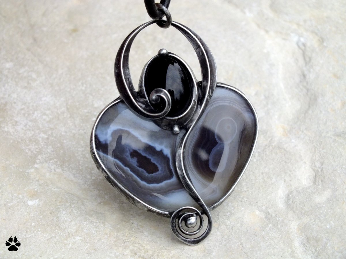 Černá Molly - achát botswana,sklo