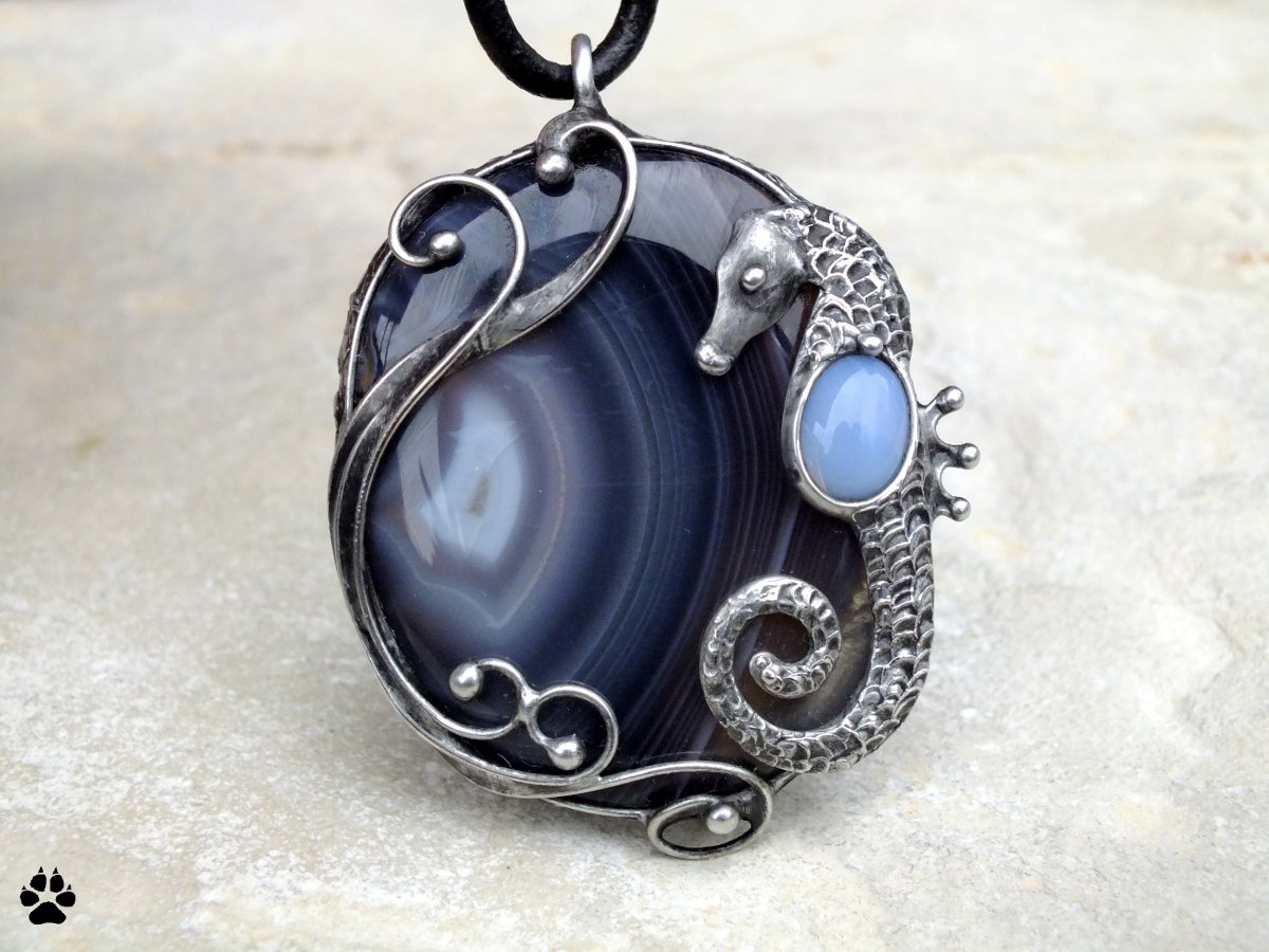 Mořský přítel - achát botswana,sklo