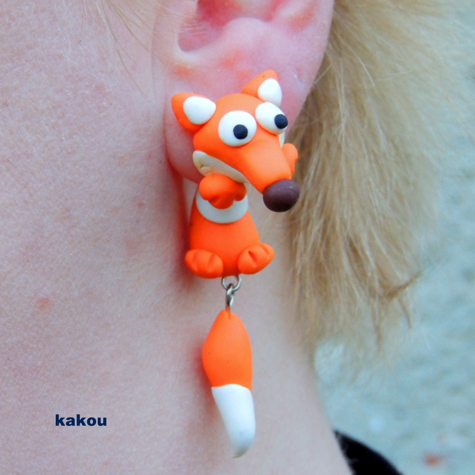 náušnice skrz ucho - lišky