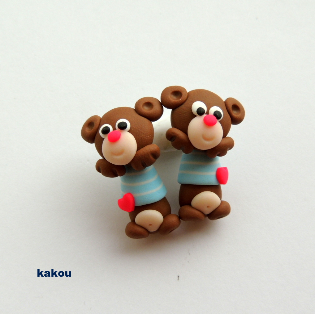 náušnice skrz ucho - medvídek IHNED SKLADEM