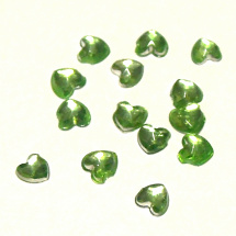 Zelené zirkony - tvar srdce