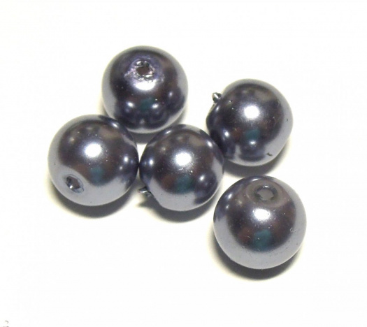 Perla vosková 8 mm - šedomodrá - 15 ks