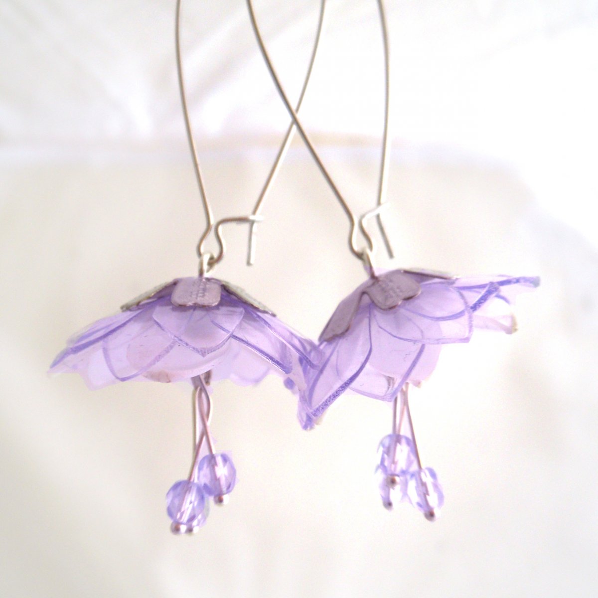 Náušnice: Jemně fialové recykvěty