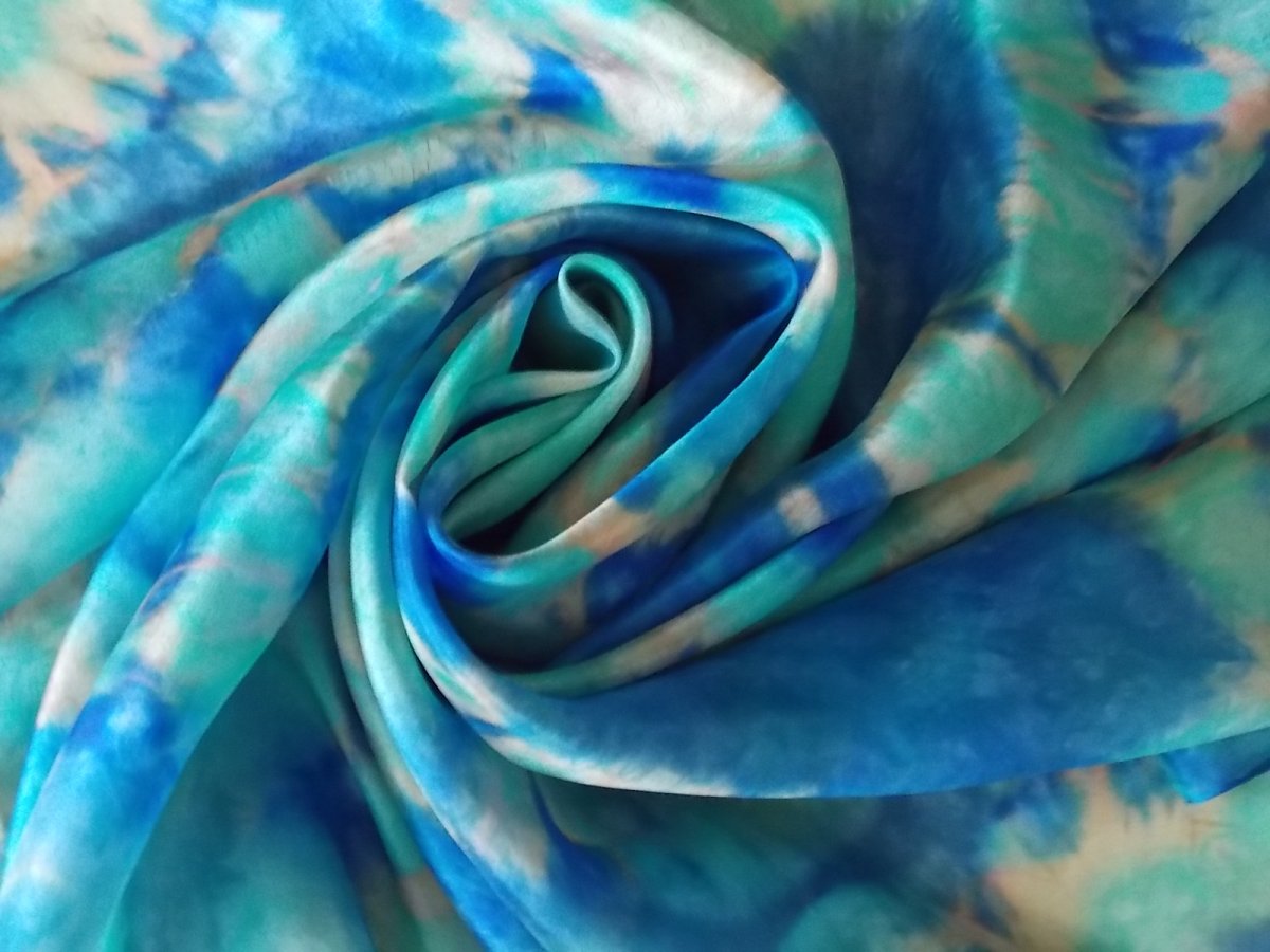 Šátek tyrkys, modrá a béžová