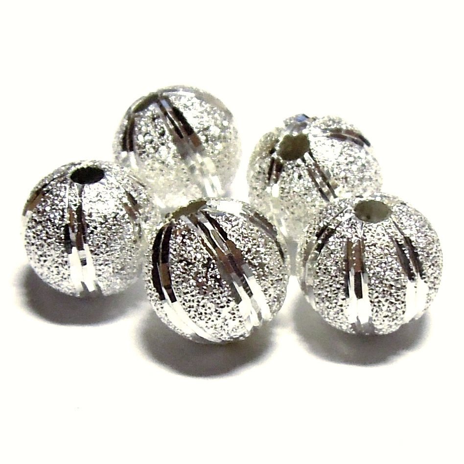 Stříbrný korálek - 8 mm - 2 ks