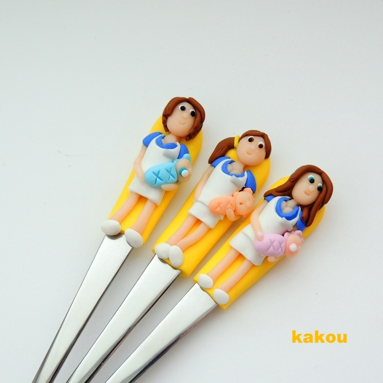 koktejlová fimo lžička sestřičky z porodního