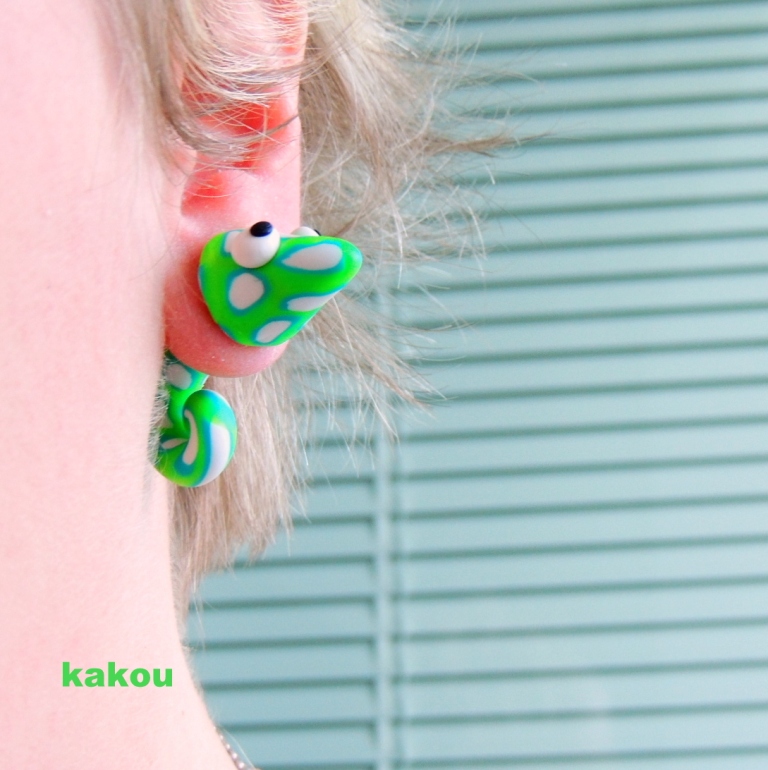 náušnice chameleoni zeleno modří