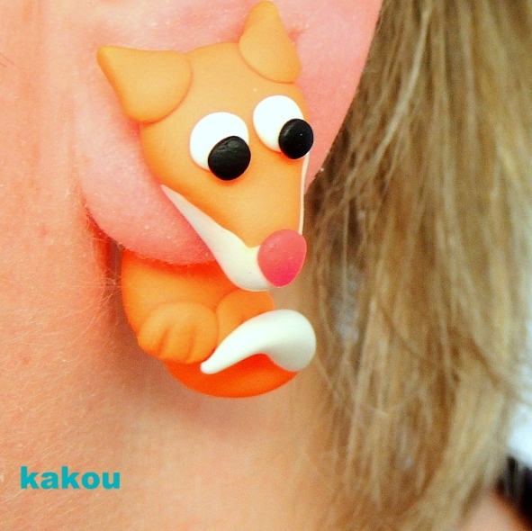 náušnice lišky - skrz ucho