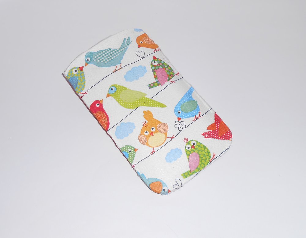 Pouzdro na mobil s ptáčky