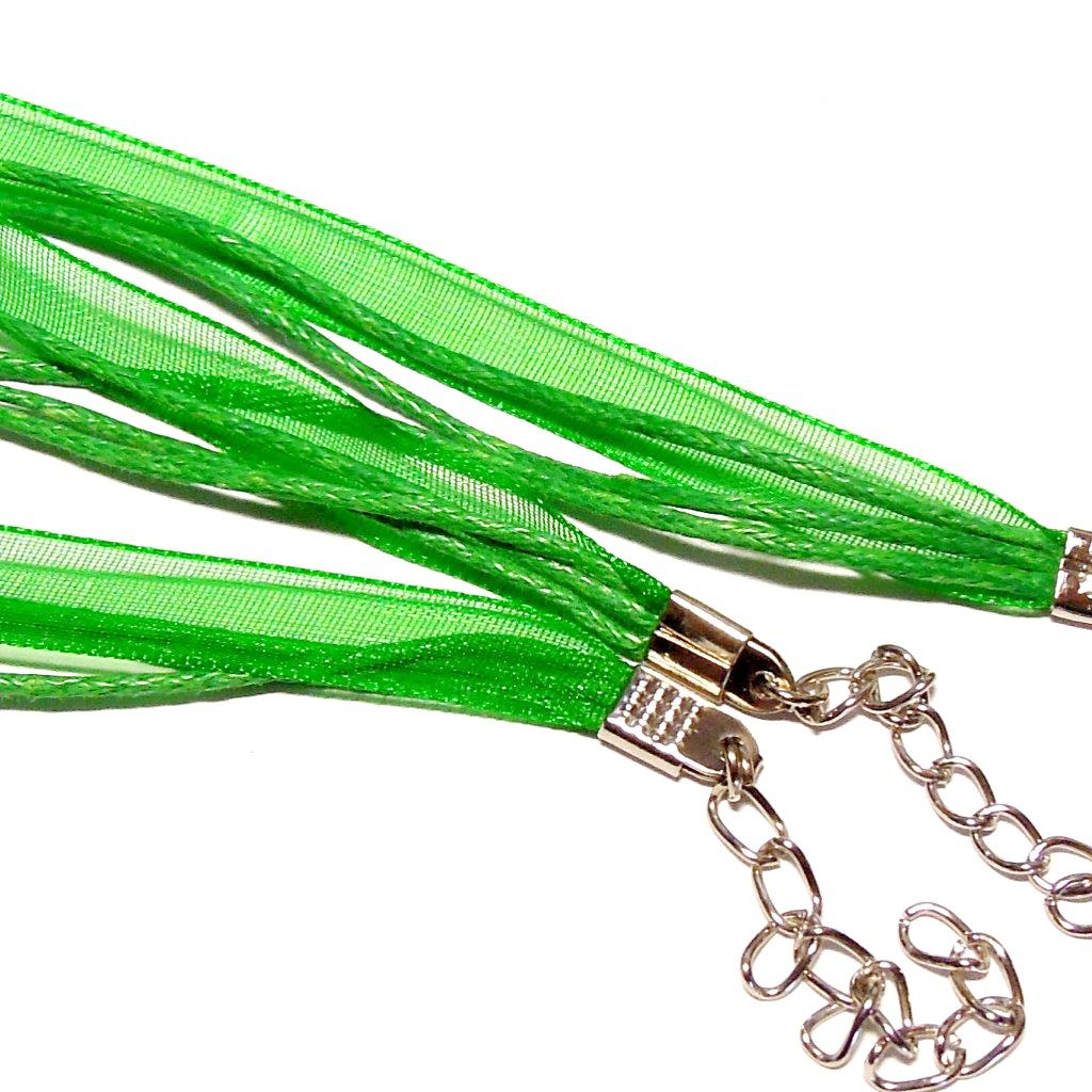 Návleková šňůrka s organzou - limetková