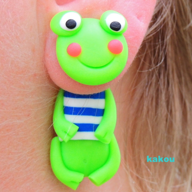 náušnice žabky - skrz ucho