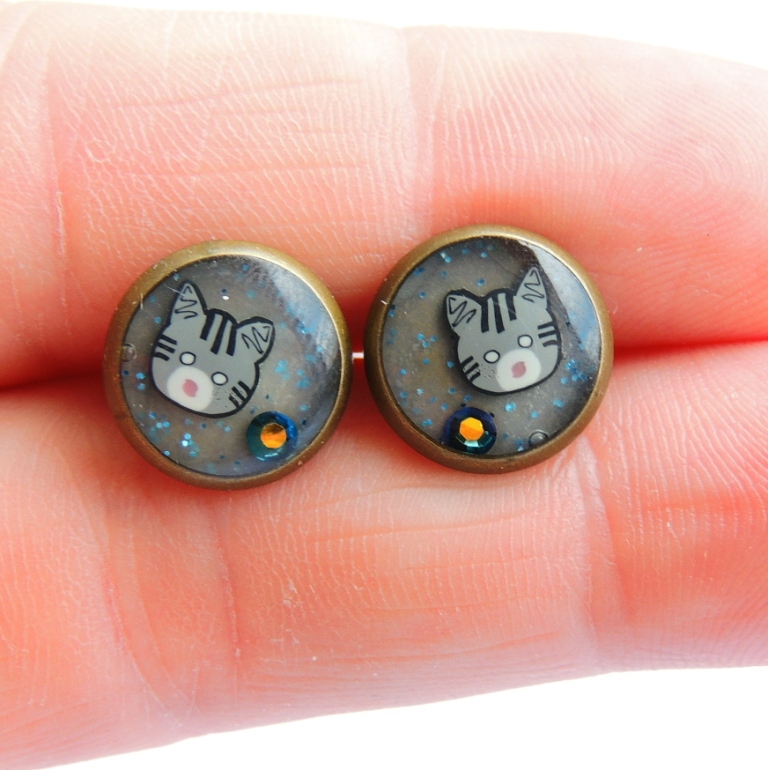náušnice - pecky kočky