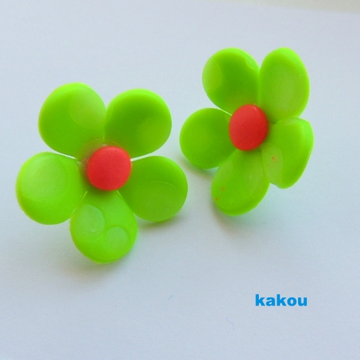 náušnice kytičky puntíkaté (zelené)