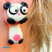 náušnice skrz ucho - panda
