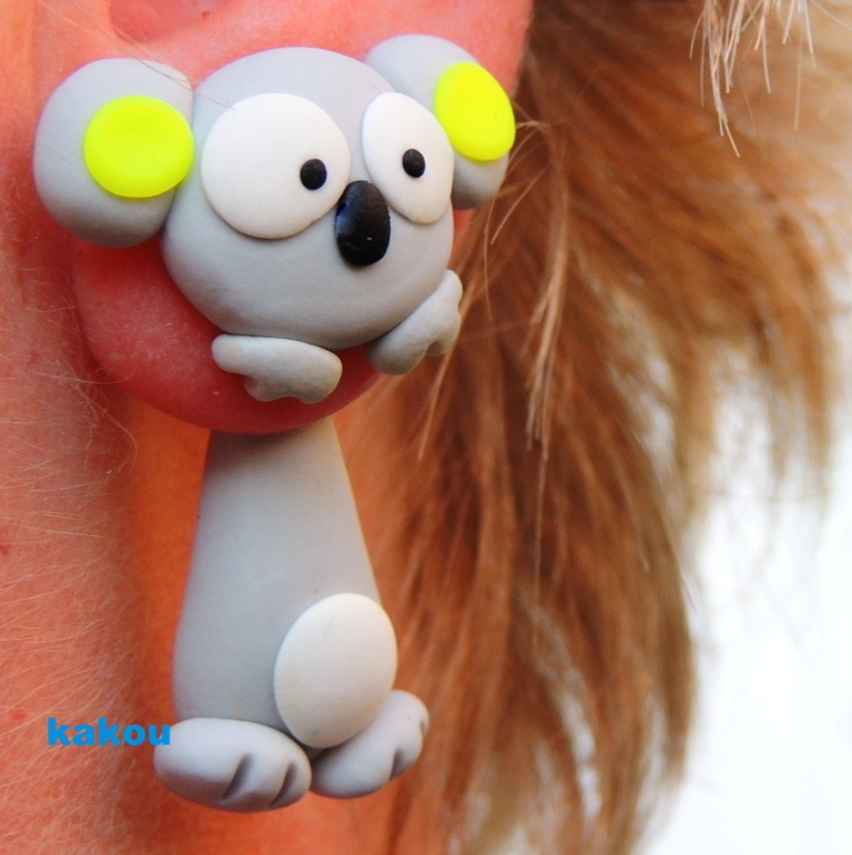 náušnice skrz ucho - koala