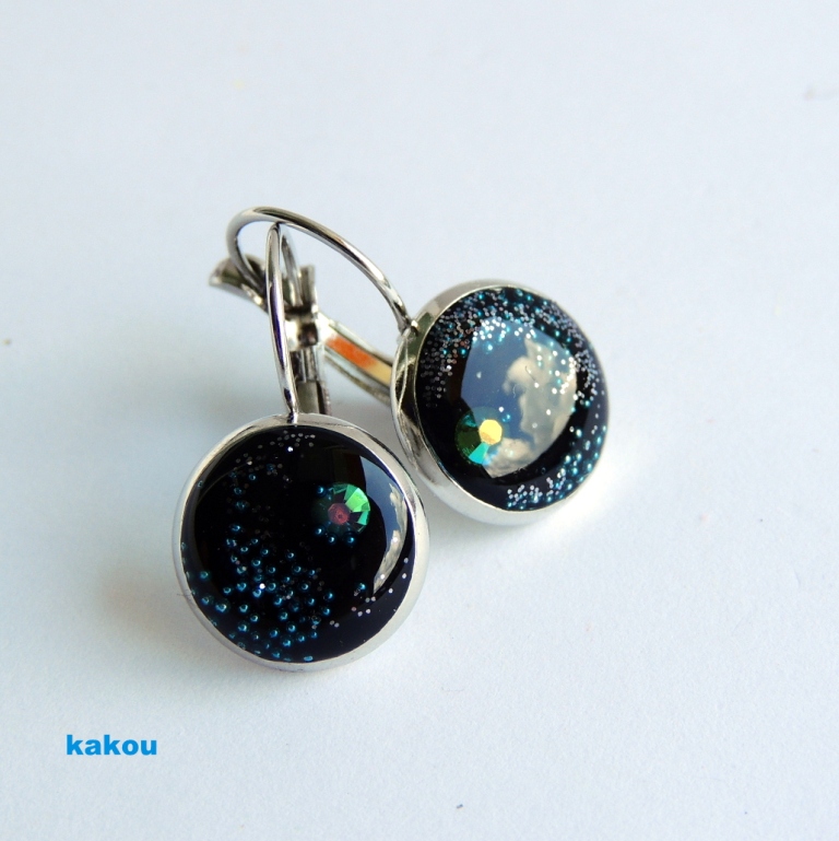 náušnice - třpytivé černé