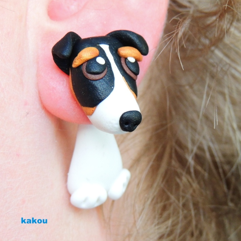 náušnice jack russel 2 - skrz ucho