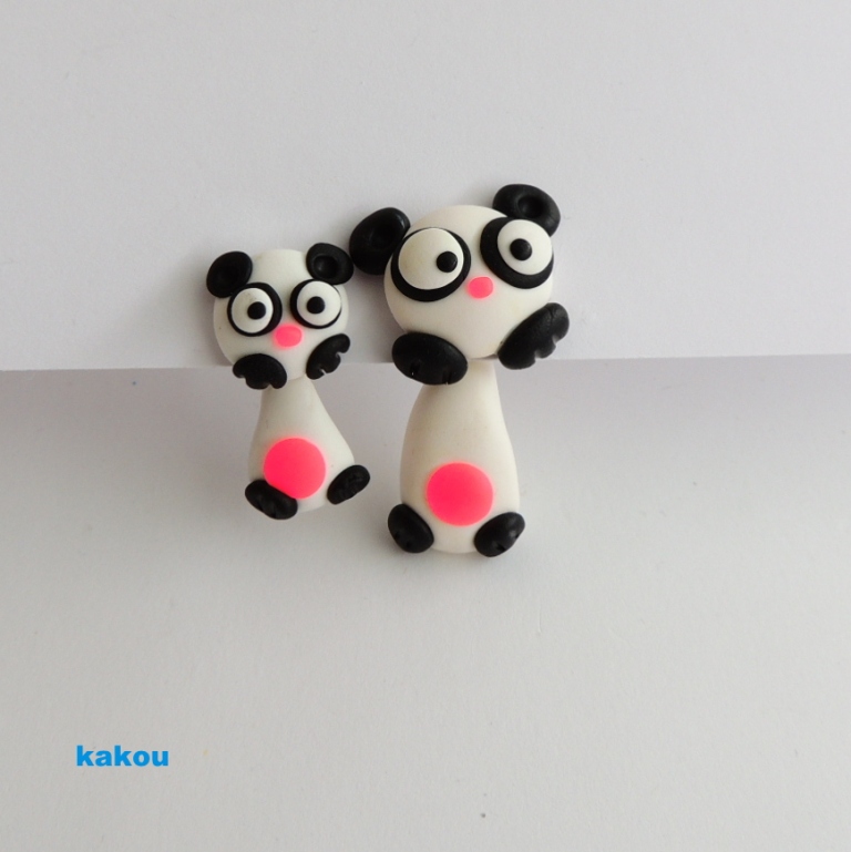 náušnice skrz ucho - panda - malinká velikost