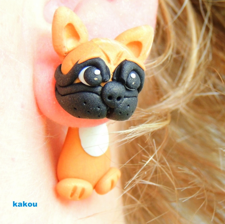 náušnice fr.buldoček 3 - skrz ucho