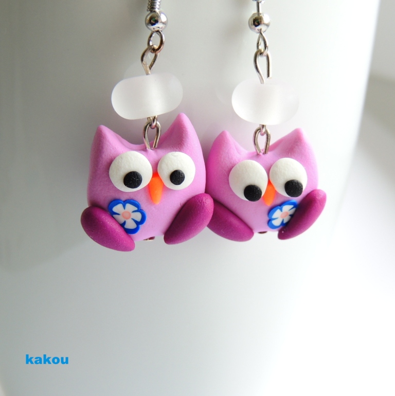 náušnice sovičky afroháček - REZERVACE M.