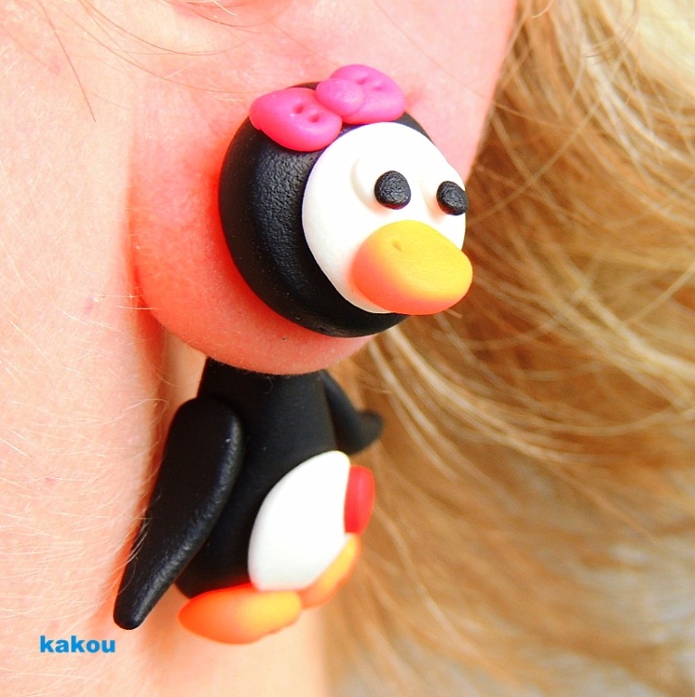 náušnice skrz ucho - tučňákovi