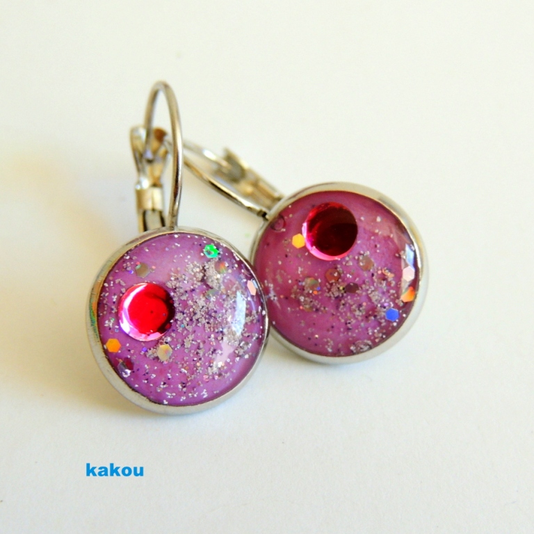 náušnice fialkové zasněžené - visací