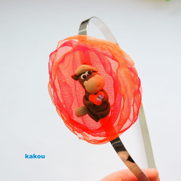 čelenka do vlasů s organzou - koník - rezervace