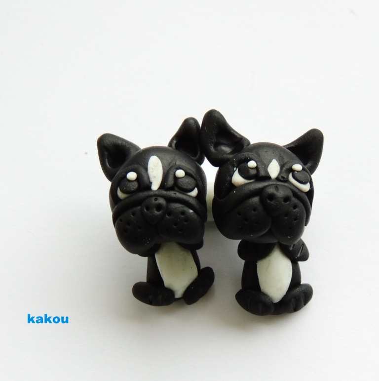 náušnice fr.buldoček černý 