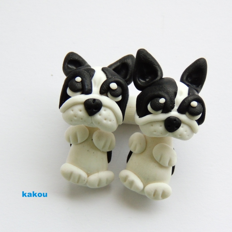 náušnice fr.buldoček černobílý 1 