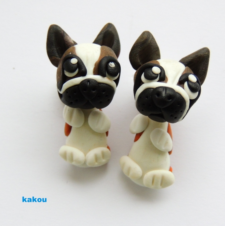 náušnice fr.buldoček rezavobílý