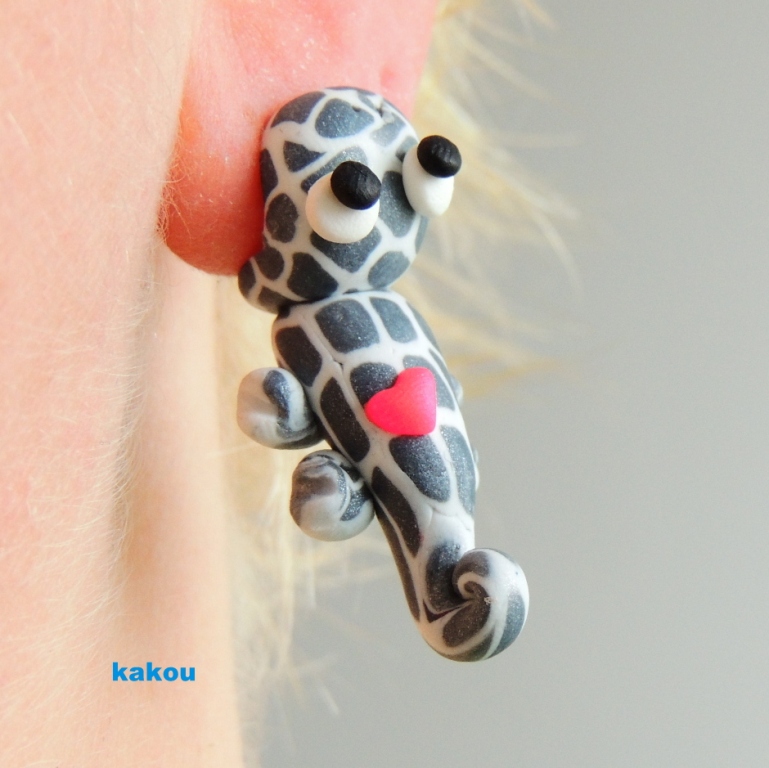 náušnice zakousnutí chameleoni stříbrní