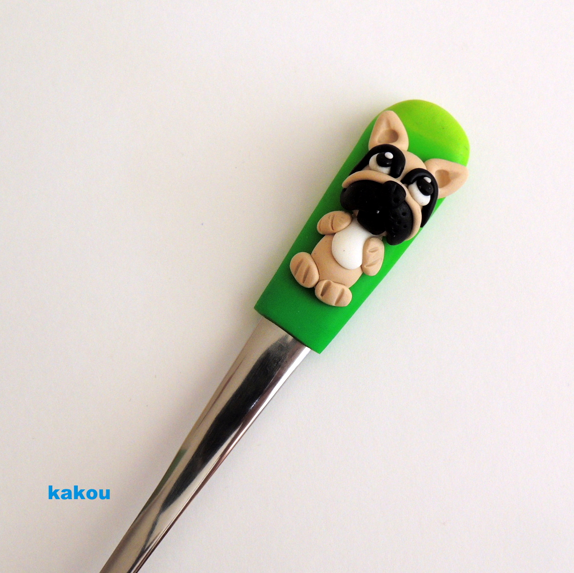 koktejlová fimo lžička - buldoček