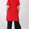 Červené volné triko s dlouhými zády