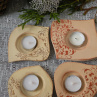 4 keramické svícny s podložkou přírodní