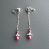 Řetízkové zvonečky - růžové perličkové klipsy