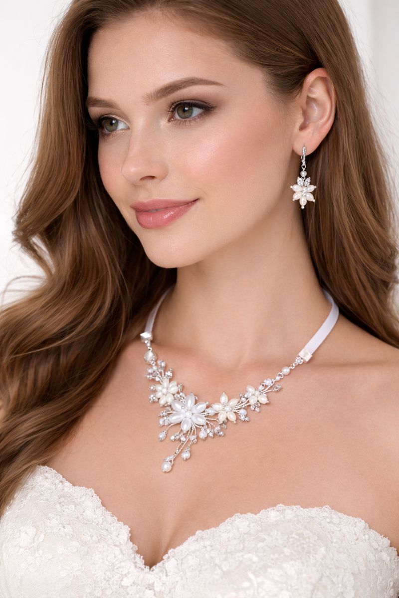 Svatební náhrdelník + náušnice