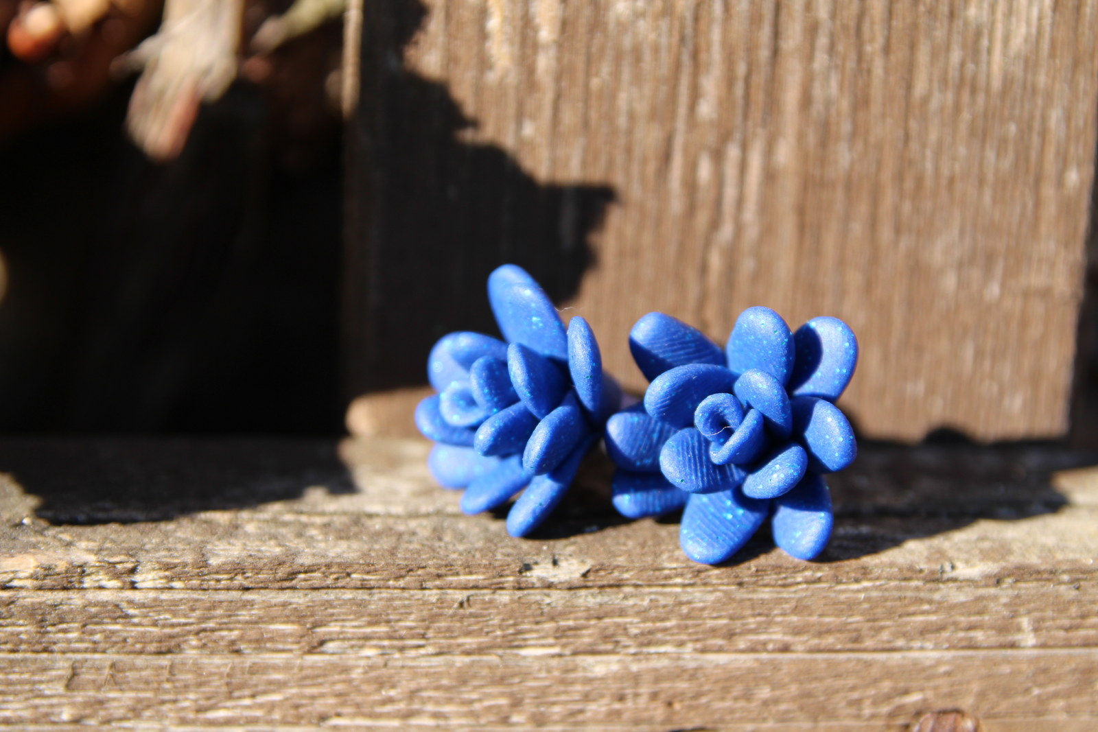 Modré růžičky - náušnice