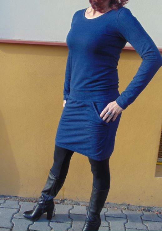 Šaty teplejší jeans S - XXL