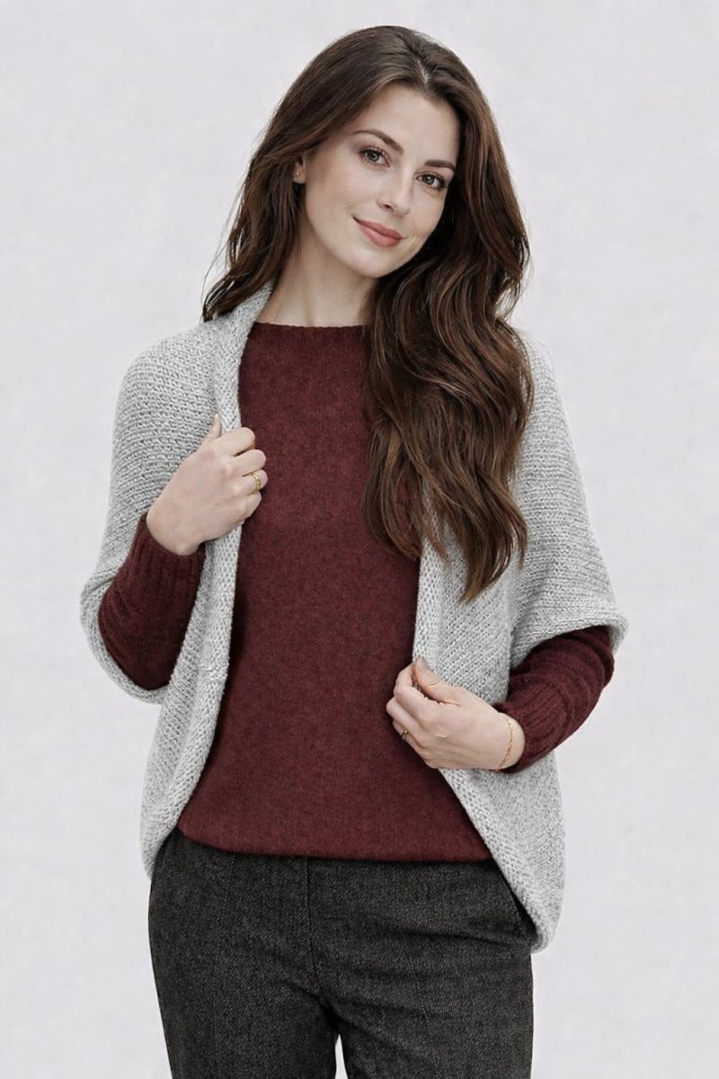 Pletená vesta - barva šedá s lurexem