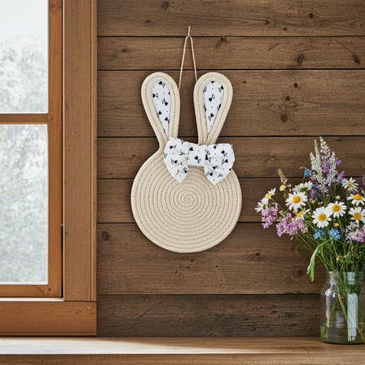 Zajíček s modrými tulipánky